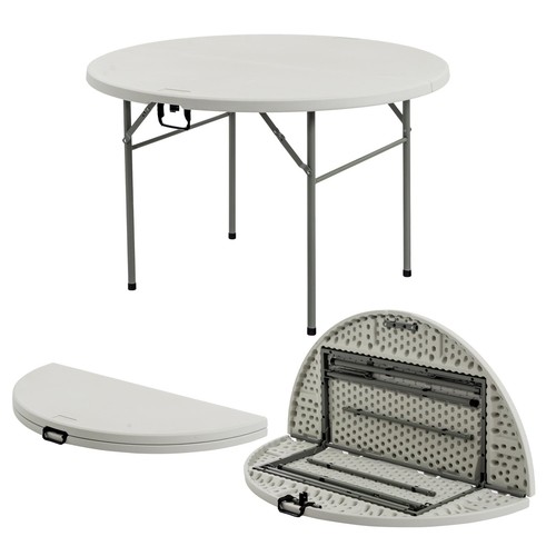 Round folding trestle table - table,